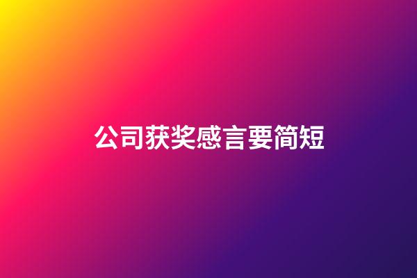 公司获奖感言要简短