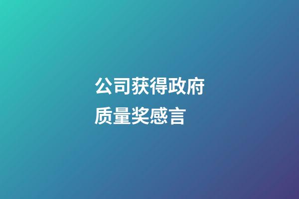 公司获得政府质量奖感言