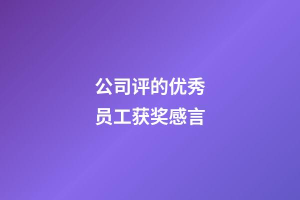 公司评的优秀员工获奖感言