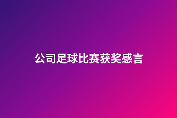 公司足球比赛获奖感言