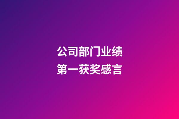 公司部门业绩第一获奖感言