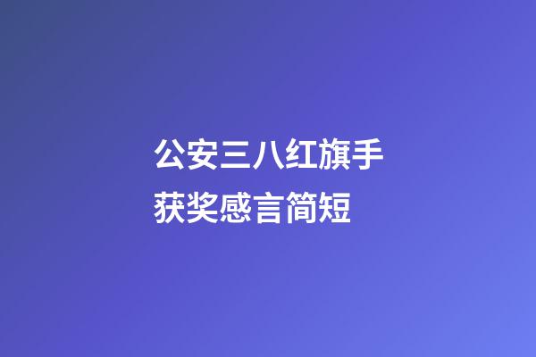 公安三八红旗手获奖感言简短