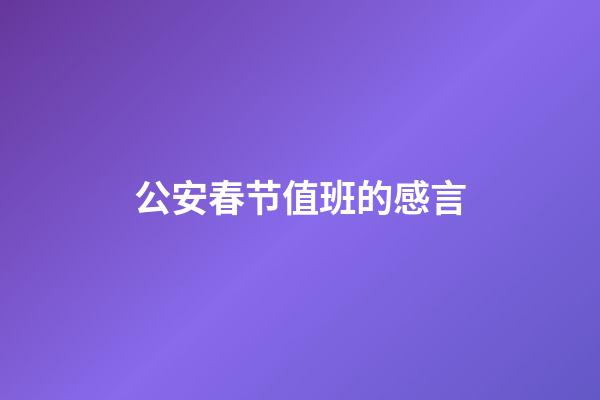 公安春节值班的感言