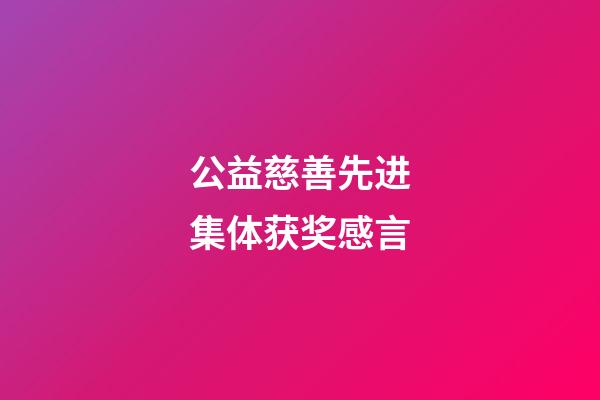 公益慈善先进集体获奖感言