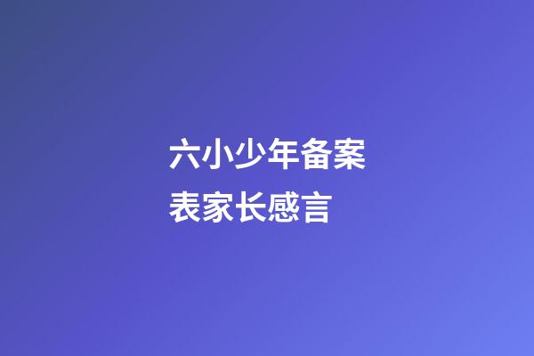 六小少年备案表家长感言