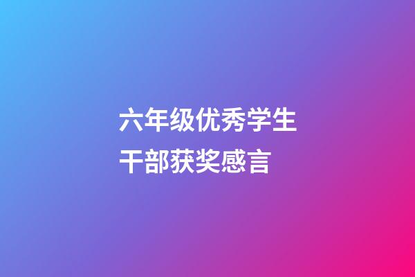 六年级优秀学生干部获奖感言