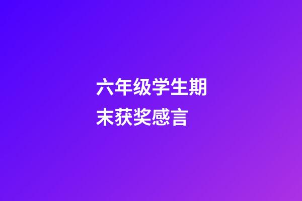 六年级学生期末获奖感言