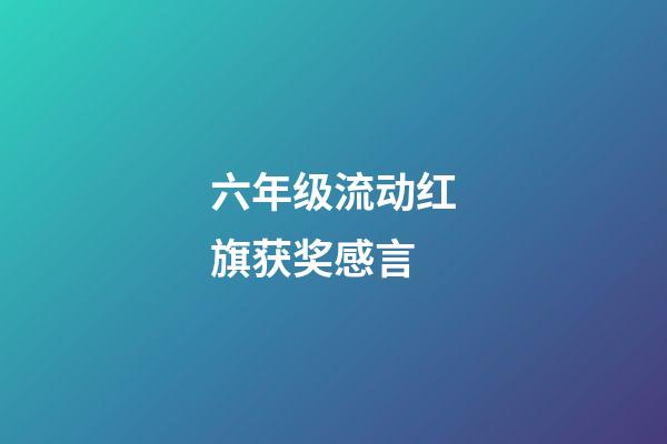 六年级流动红旗获奖感言