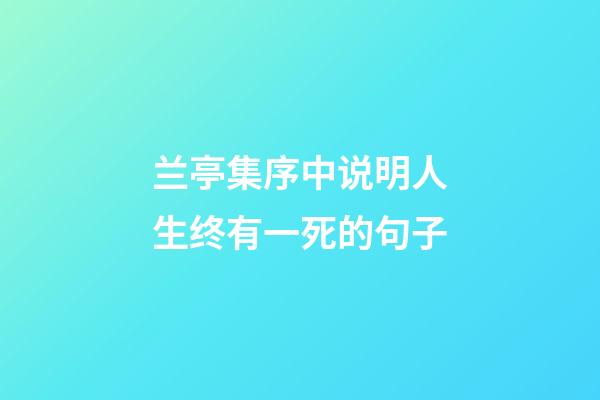 兰亭集序中说明人生终有一死的句子