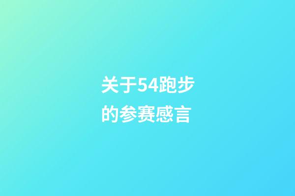 关于54跑步的参赛感言