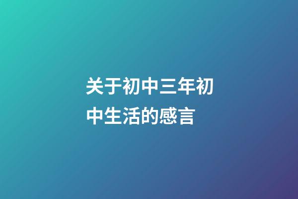 关于初中三年初中生活的感言