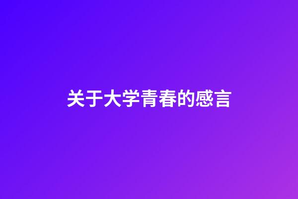 关于大学青春的感言