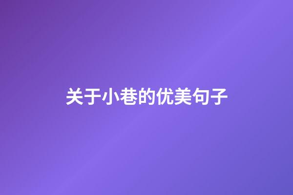 关于小巷的优美句子