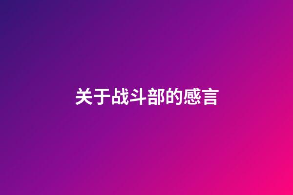 关于战斗部的感言