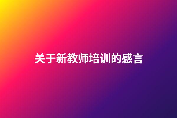 关于新教师培训的感言