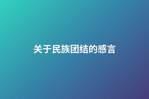 关于民族团结的感言