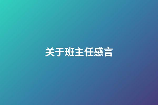 关于班主任感言