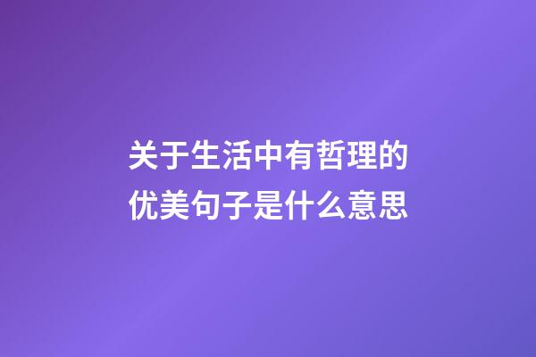 关于生活中有哲理的优美句子是什么意思