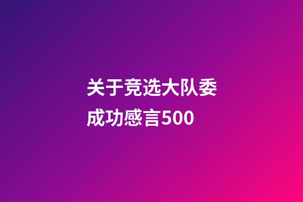 关于竞选大队委成功感言500