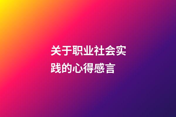 关于职业社会实践的心得感言