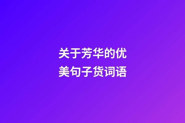 关于芳华的优美句子货词语