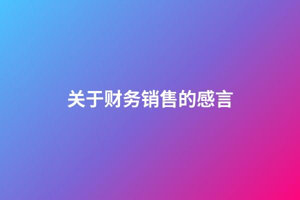 关于财务销售的感言