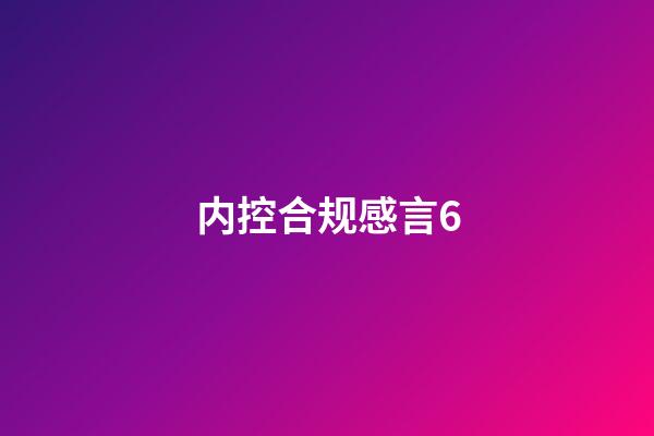 内控合规感言6