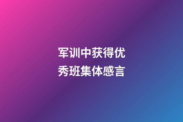 军训中获得优秀班集体感言