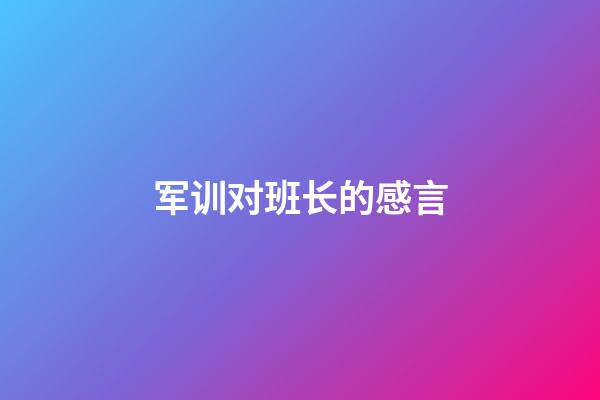 军训对班长的感言