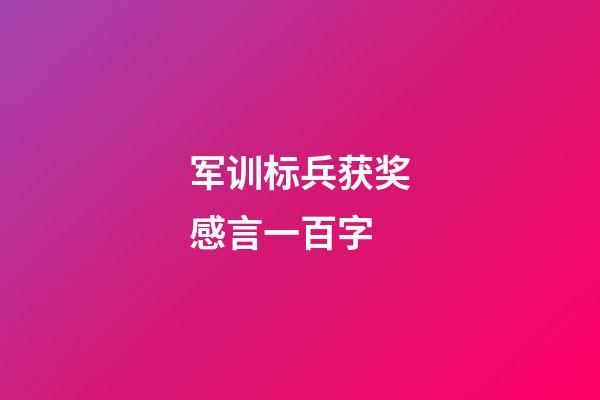 军训标兵获奖感言一百字