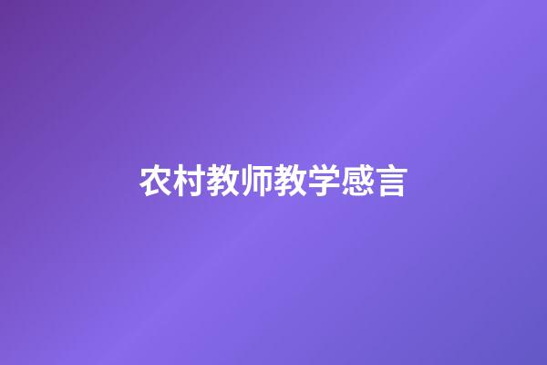 农村教师教学感言