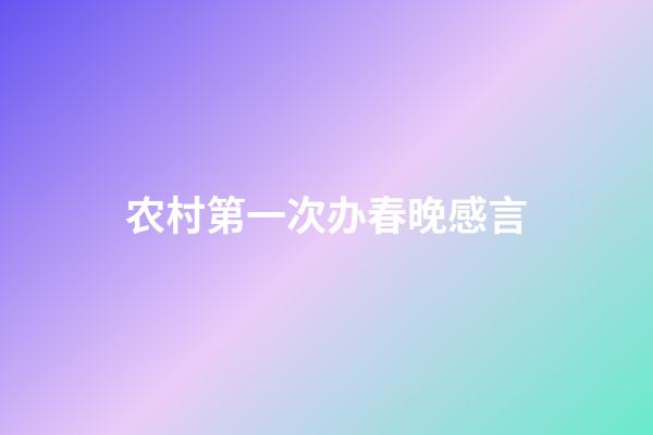 农村第一次办春晚感言