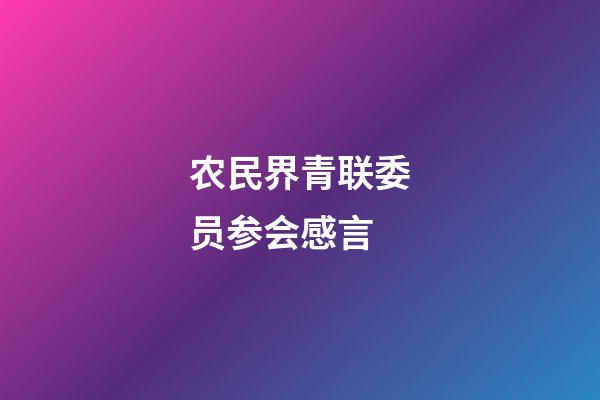 农民界青联委员参会感言