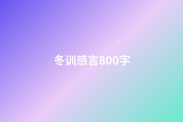 冬训感言800字