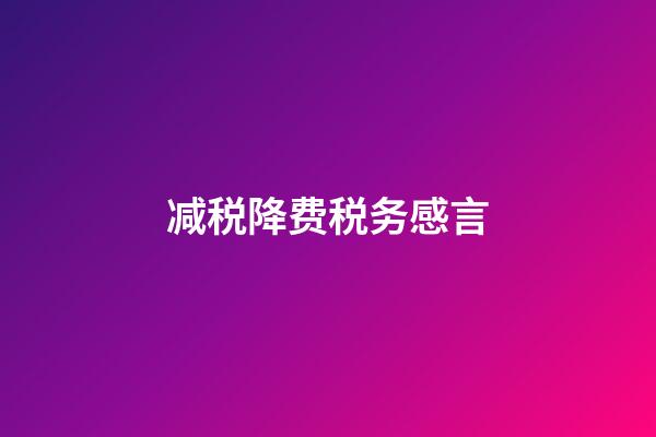 减税降费税务感言