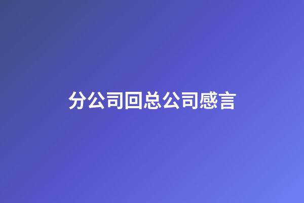 分公司回总公司感言