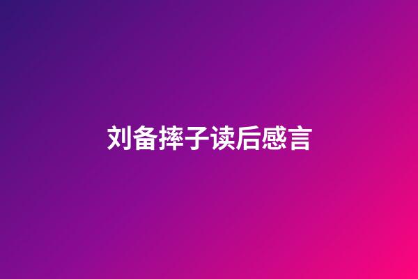 刘备摔子读后感言