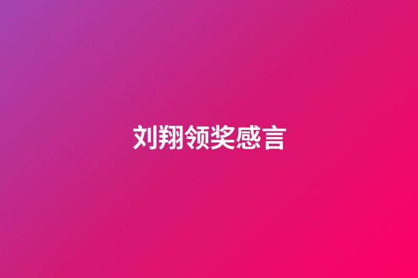 刘翔领奖感言