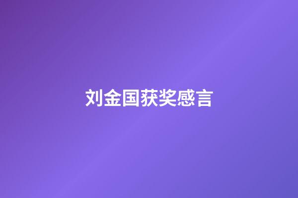 刘金国获奖感言