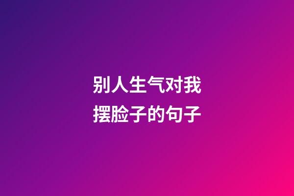 别人生气对我摆脸子的句子