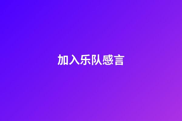 加入乐队感言