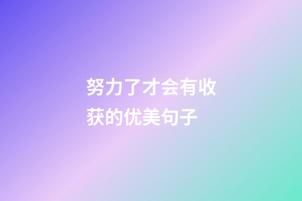 努力了才会有收获的优美句子