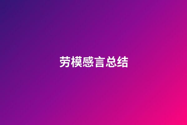 劳模感言总结