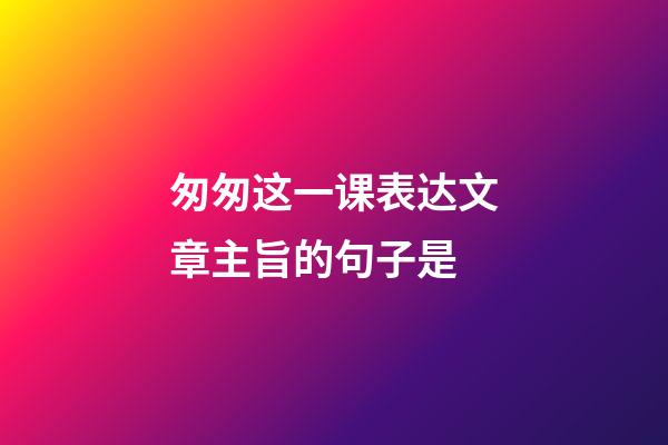 匆匆这一课表达文章主旨的句子是