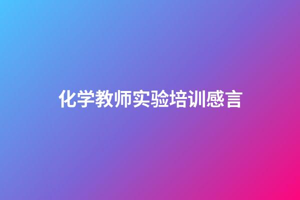 化学教师实验培训感言