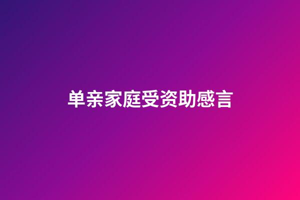 单亲家庭受资助感言