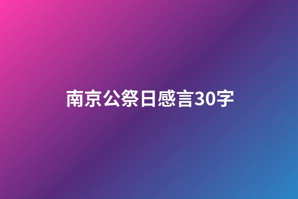 南京公祭日感言30字