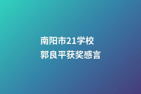 南阳市21学校郭良平获奖感言