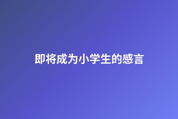 即将成为小学生的感言