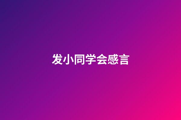 发小同学会感言